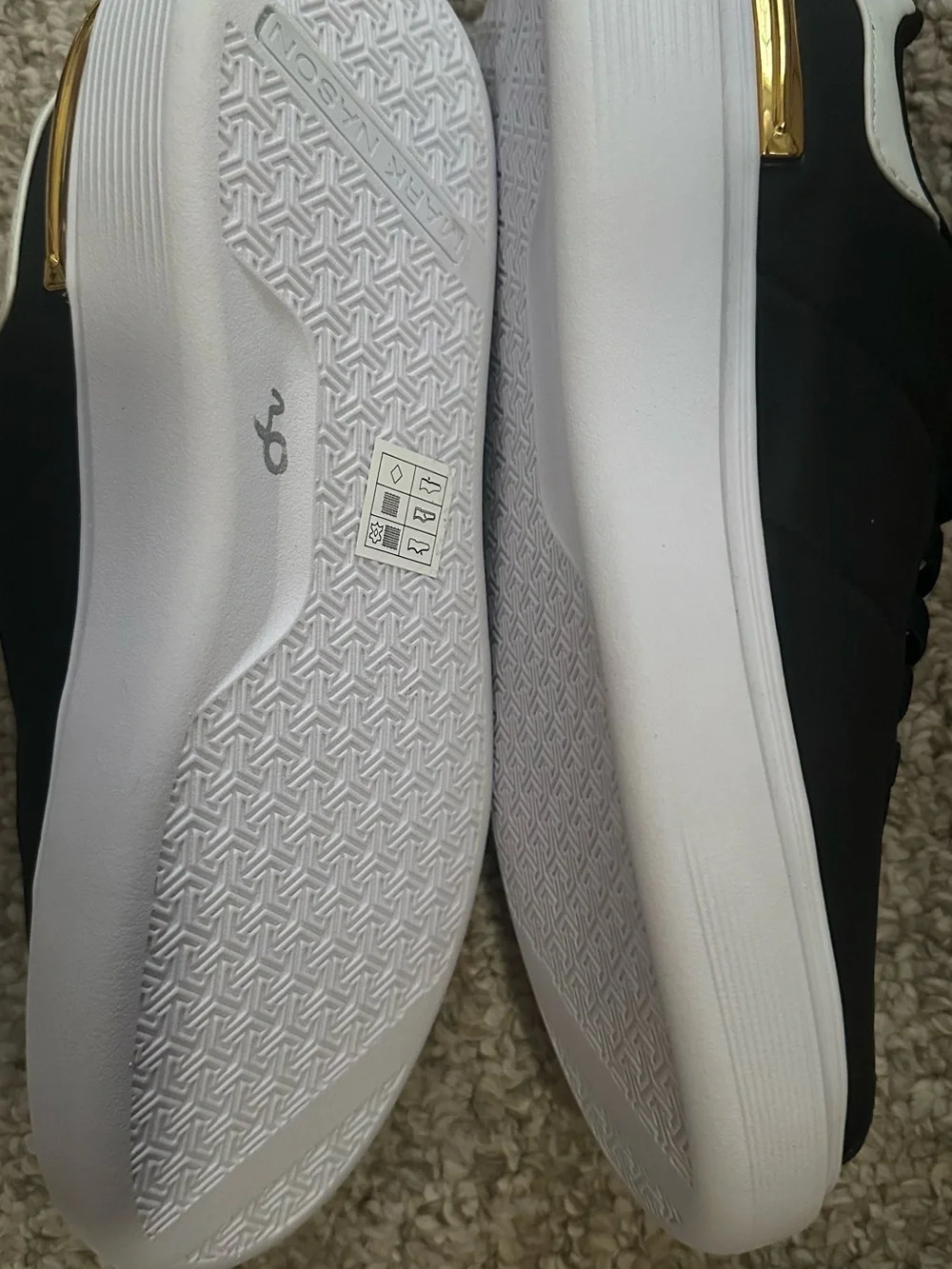 Mark Nason Black Sneakers with White Soles and Gold Accent